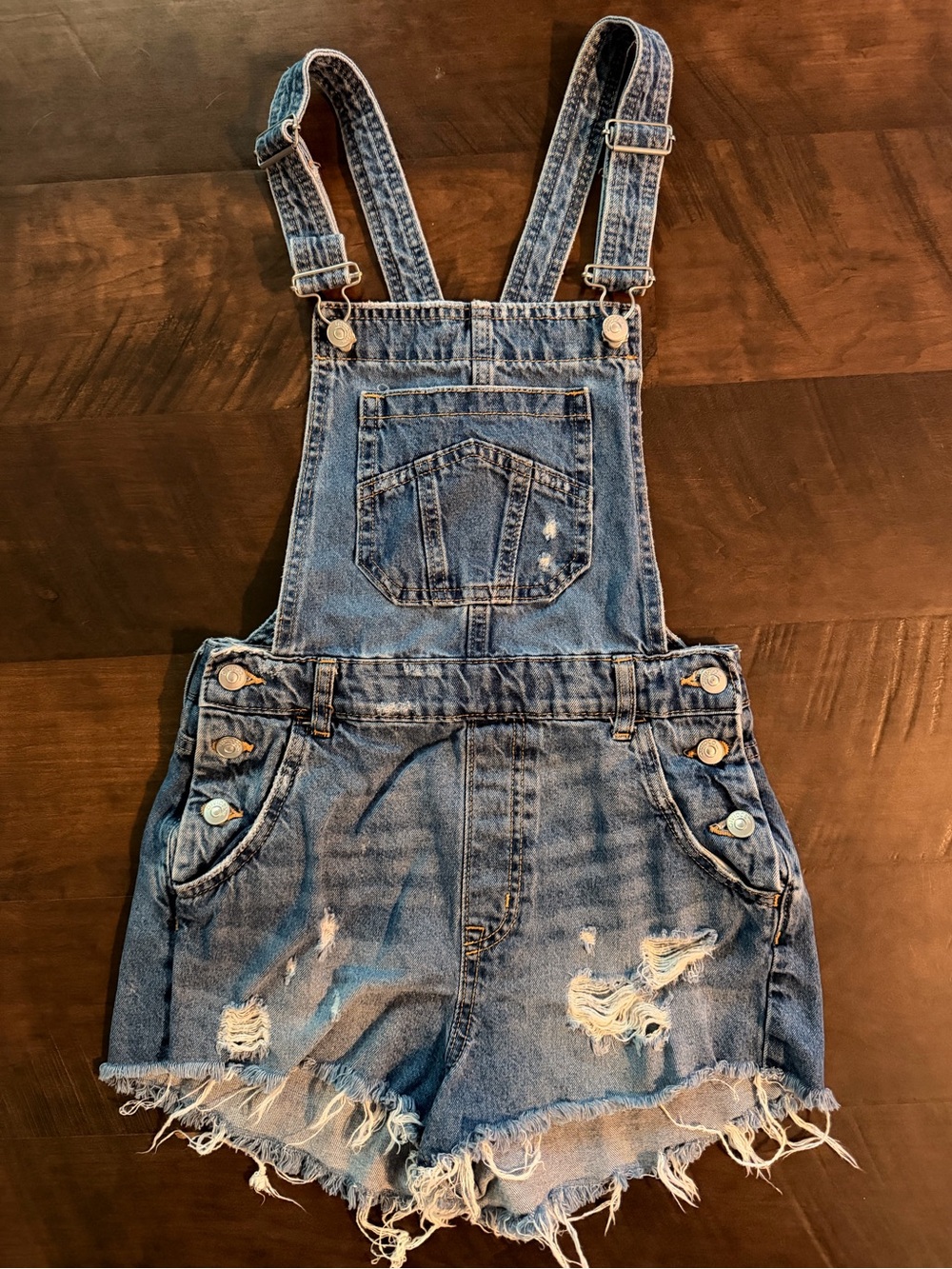 H&M Distressed Denim Short Overalls Size 4